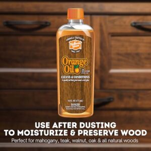 Holloway House Orange Oil Cleaner 16oz w/ Sun-Guard for Fine Wood, Cleans & Conditions, Removes Soap Scum from Shower Doors, Stainless, Tile & Sinks, Natural Oil that gives wood a Rich Glow