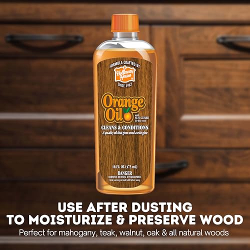 Holloway House Orange Oil Cleaner 16oz w/ Sun-Guard for Fine Wood, Cleans & Conditions, Removes Soap Scum from Shower Doors, Stainless, Tile & Sinks, Natural Oil that gives wood a Rich Glow