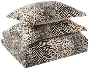 pointehaven printed 300 tc 3-piece 100-percent combed cotton duvet set, urban safari, queen