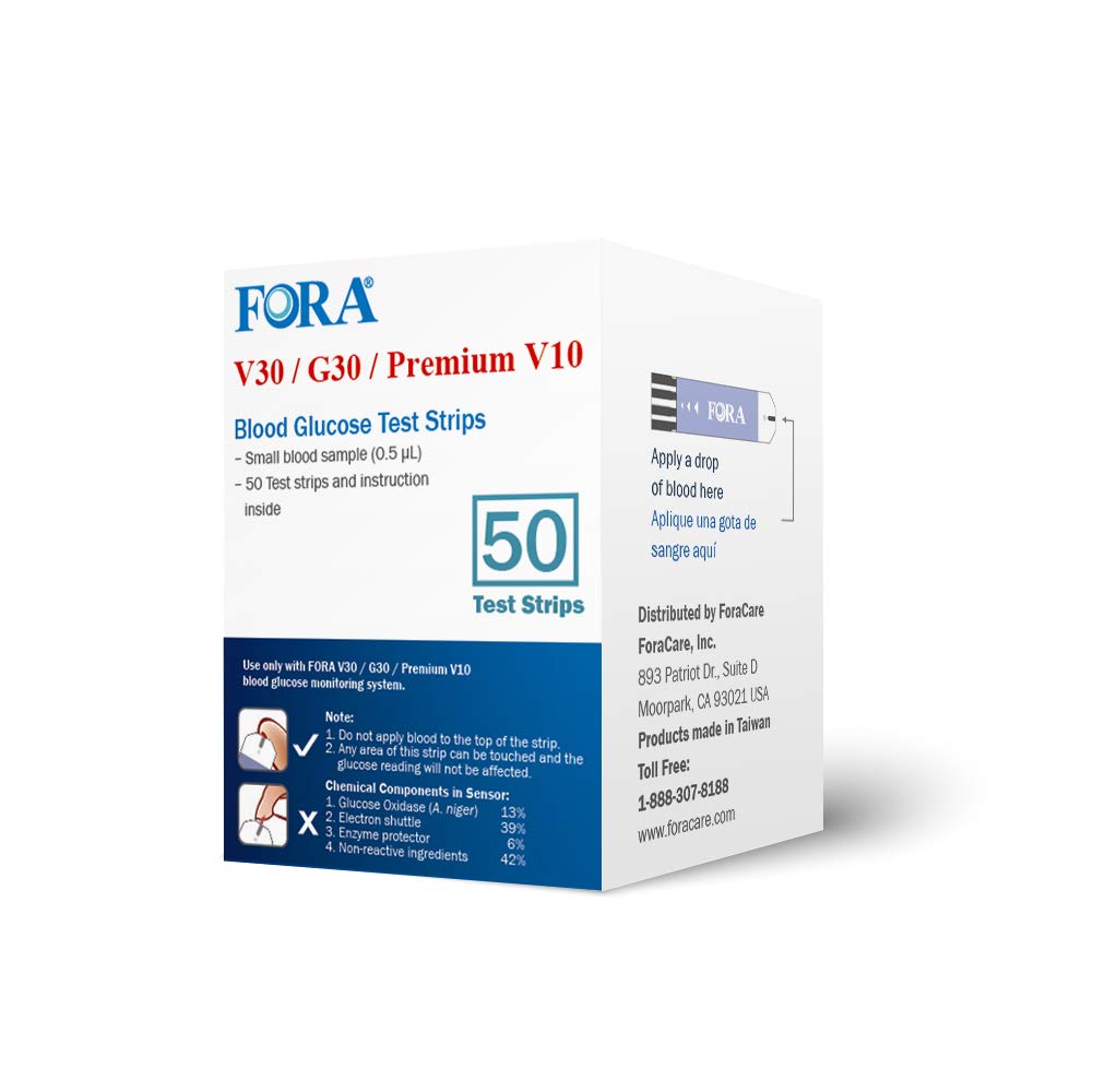 FORA V30/G30/PremV10 DME Test Strips, 50 Strips