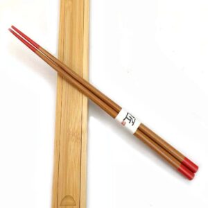 JapanBargain 2214, Bamboo Portable Chopsticks with Case Reusable Travel Chopsticks Japanese Style Chopsticks, Red Tips