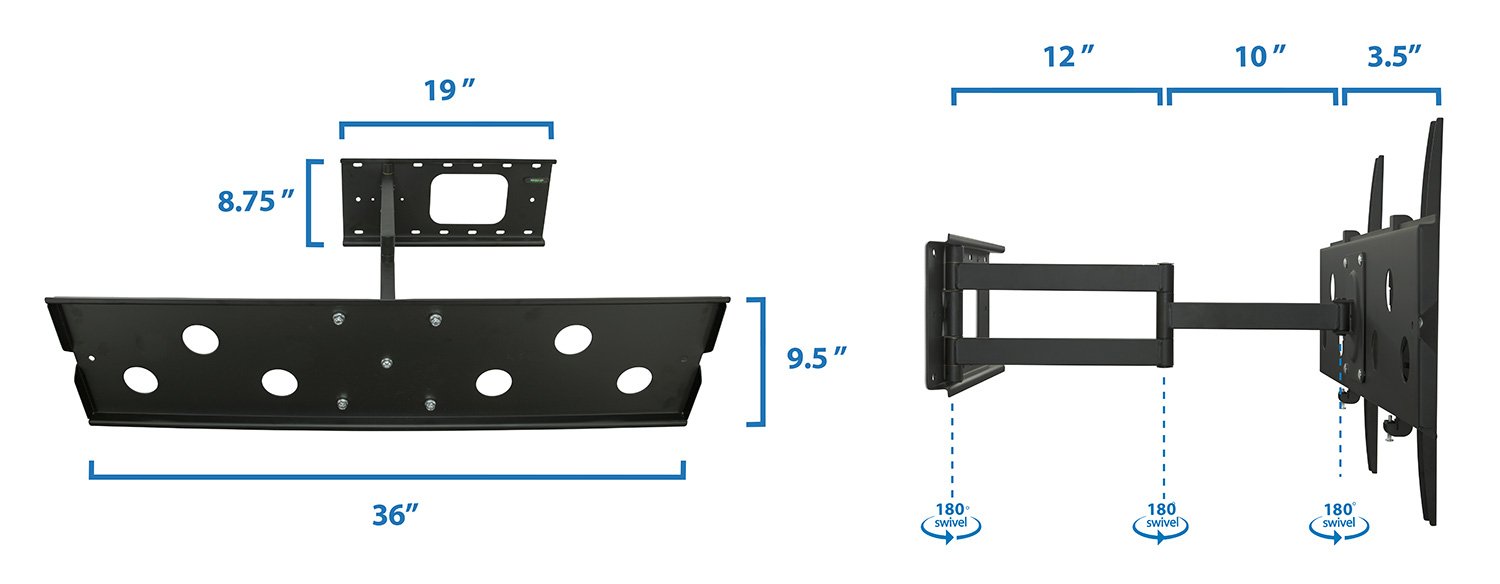 Mount-It! Long Arm TV Wall Mount with 26 Inch Extension, Swing Out Full Motion Design for Corner Installation, Fits 40 50, 55, 60, 65, 70 Inch Flat Screen TVs, 220 Lb Capacity