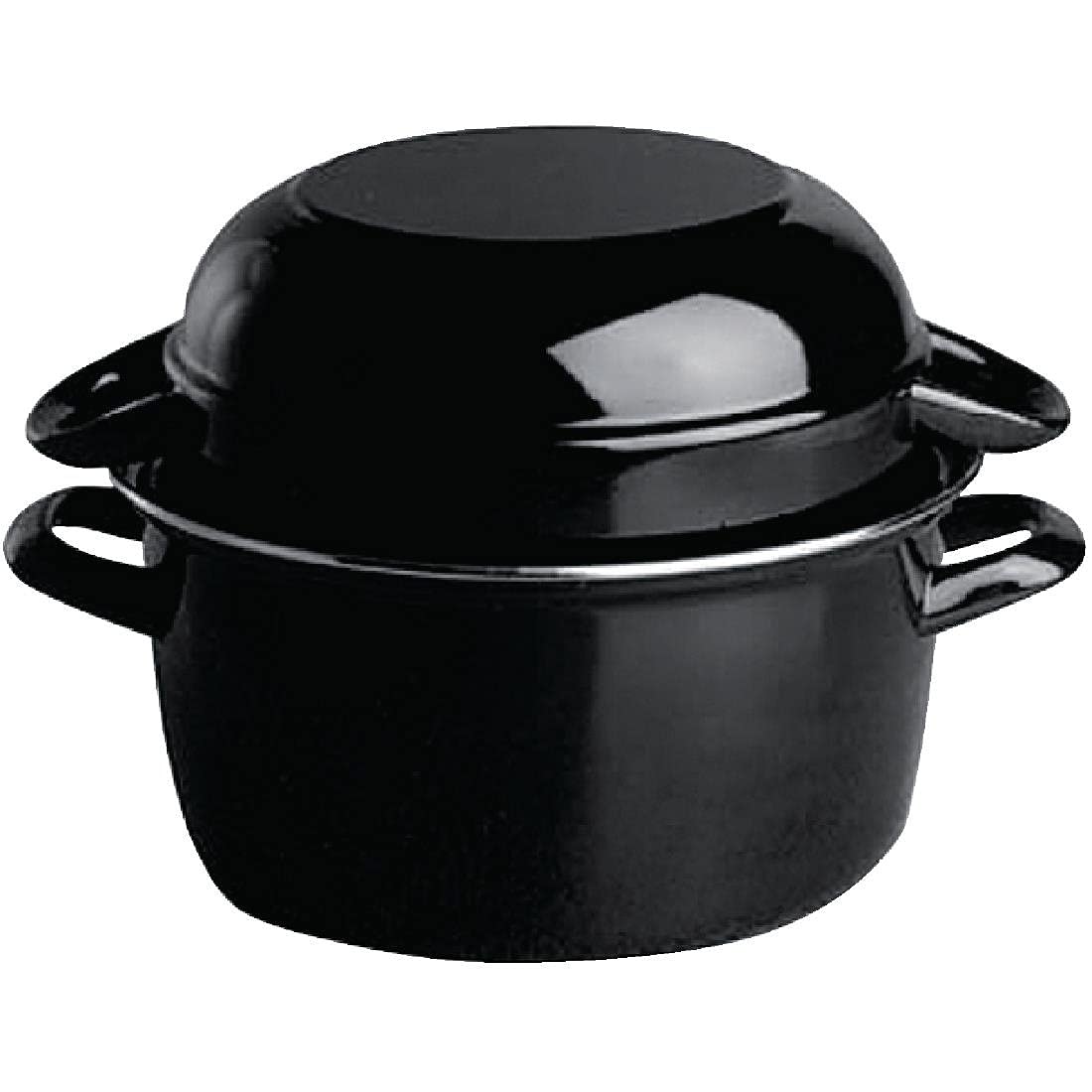 Olympia CF269 Mussel Pot 0.5kg 140mm Stainless Steel Black Stockpot Saucepan Cookware,130(a) x 125(p) x 140(diámetro