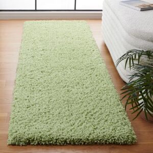 safavieh classic shag collection runner rug - 2'3" x 8', lime, handmade, 1.75-inch thick ideal for high traffic areas in living room, bedroom (sg240b)