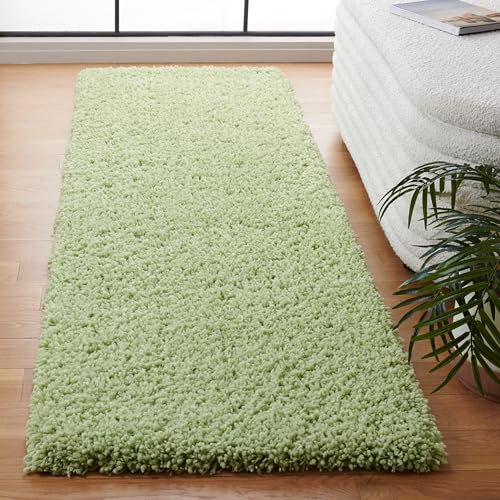 SAFAVIEH Classic Shag Collection Runner Rug - 2'3" x 8', Lime, Handmade, 1.75-inch Thick Ideal for High Traffic Areas in Living Room, Bedroom (SG240B)