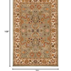 SAFAVIEH Heritage Collection Area Rug - 6' x 9', Light Green & Beige, Handmade Traditional Oriental Wool, Ideal for High Traffic Areas in Living Room, Bedroom (HG959A)