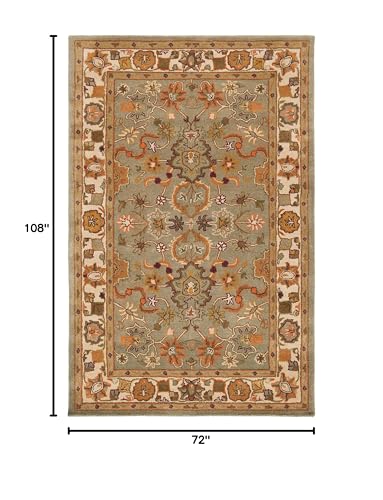 SAFAVIEH Heritage Collection Area Rug - 6' x 9', Light Green & Beige, Handmade Traditional Oriental Wool, Ideal for High Traffic Areas in Living Room, Bedroom (HG959A)