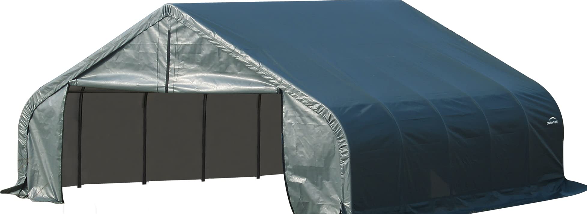 ShelterLogic Peak Style Vehicle Hangar with Green Cover