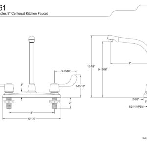 Kingston Brass KB761 8" Centerset Kitchen Faucet, Polished Chrome