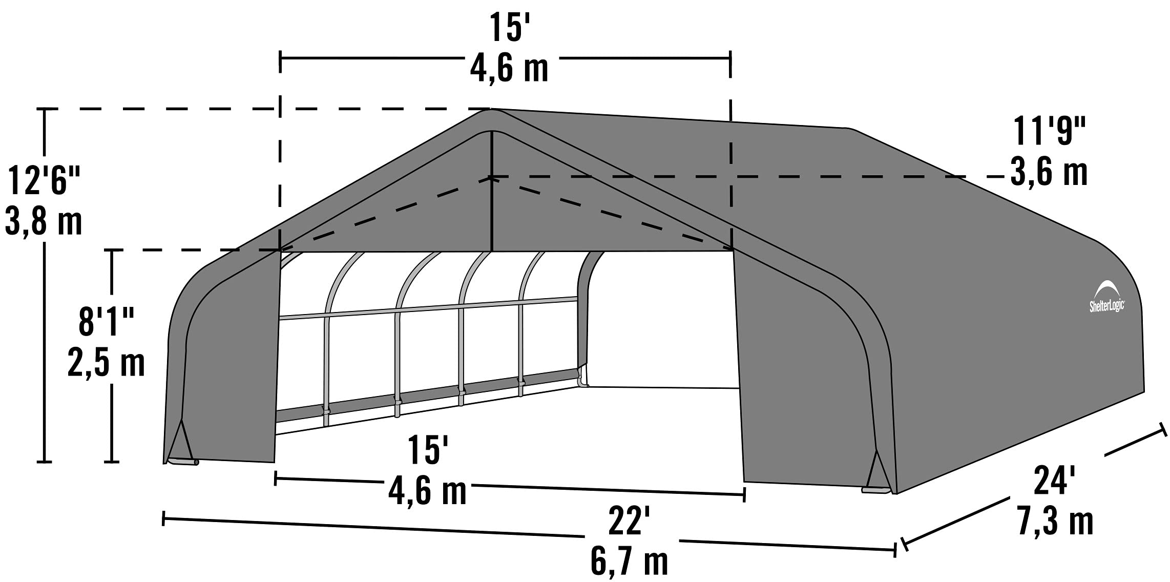 ShelterLogic 82144 Green 22'x24'x12' Peak Style Shelter