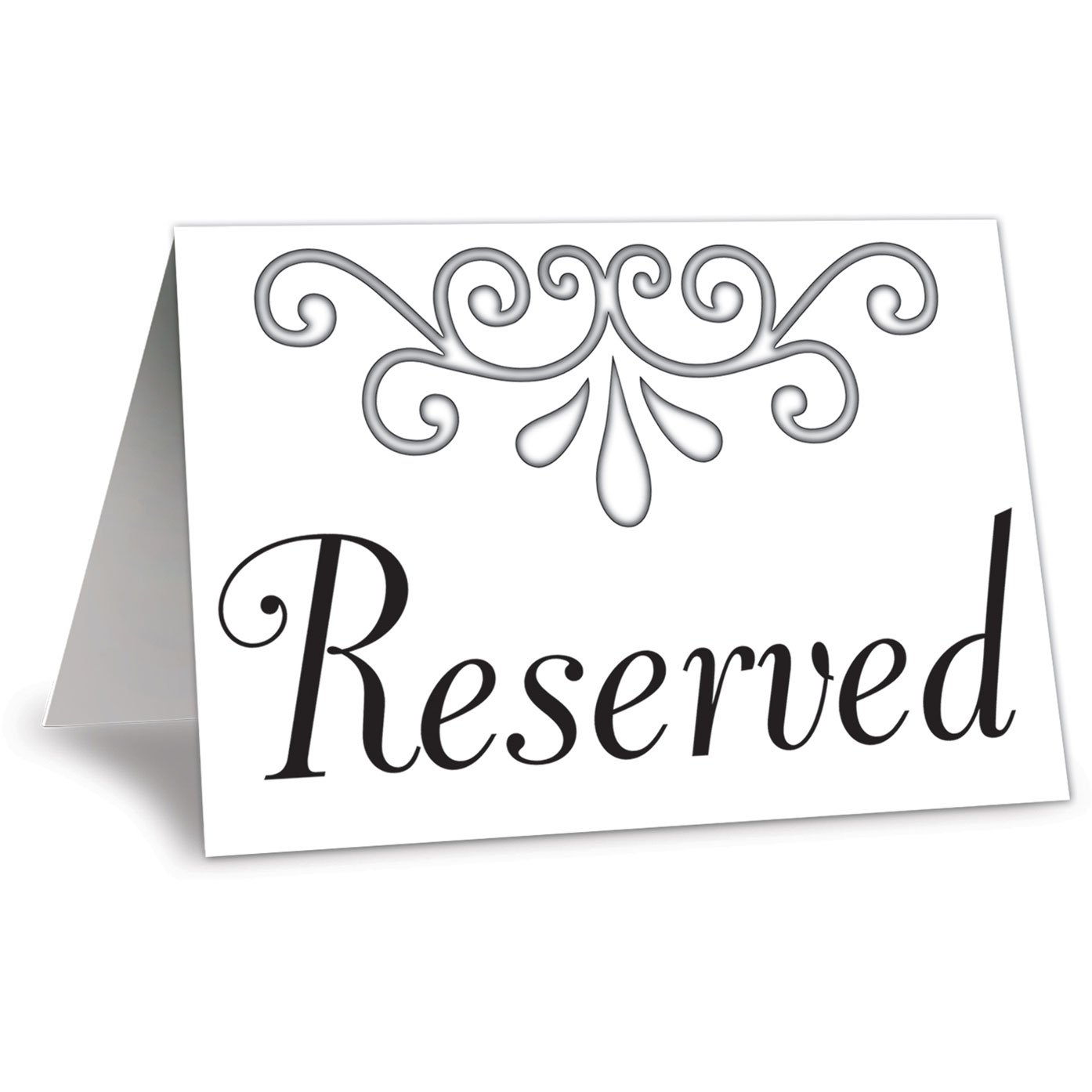 Beistle Reserved Table Cards (4/Pkg), Black/White/Silver, 4.25"