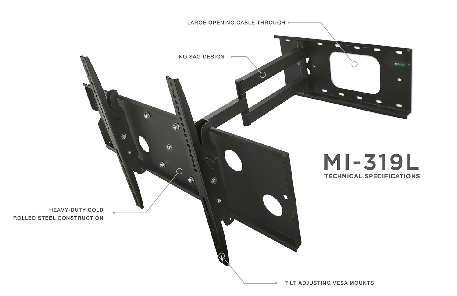 Mount-It! Long Arm TV Wall Mount with 26 Inch Extension, Swing Out Full Motion Design for Corner Installation, Fits 40 50, 55, 60, 65, 70 Inch Flat Screen TVs, 220 Lb Capacity