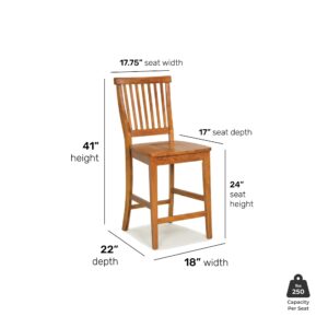 Home Styles Wood Counter Stool with Slat Backs In Rich Oak Finish