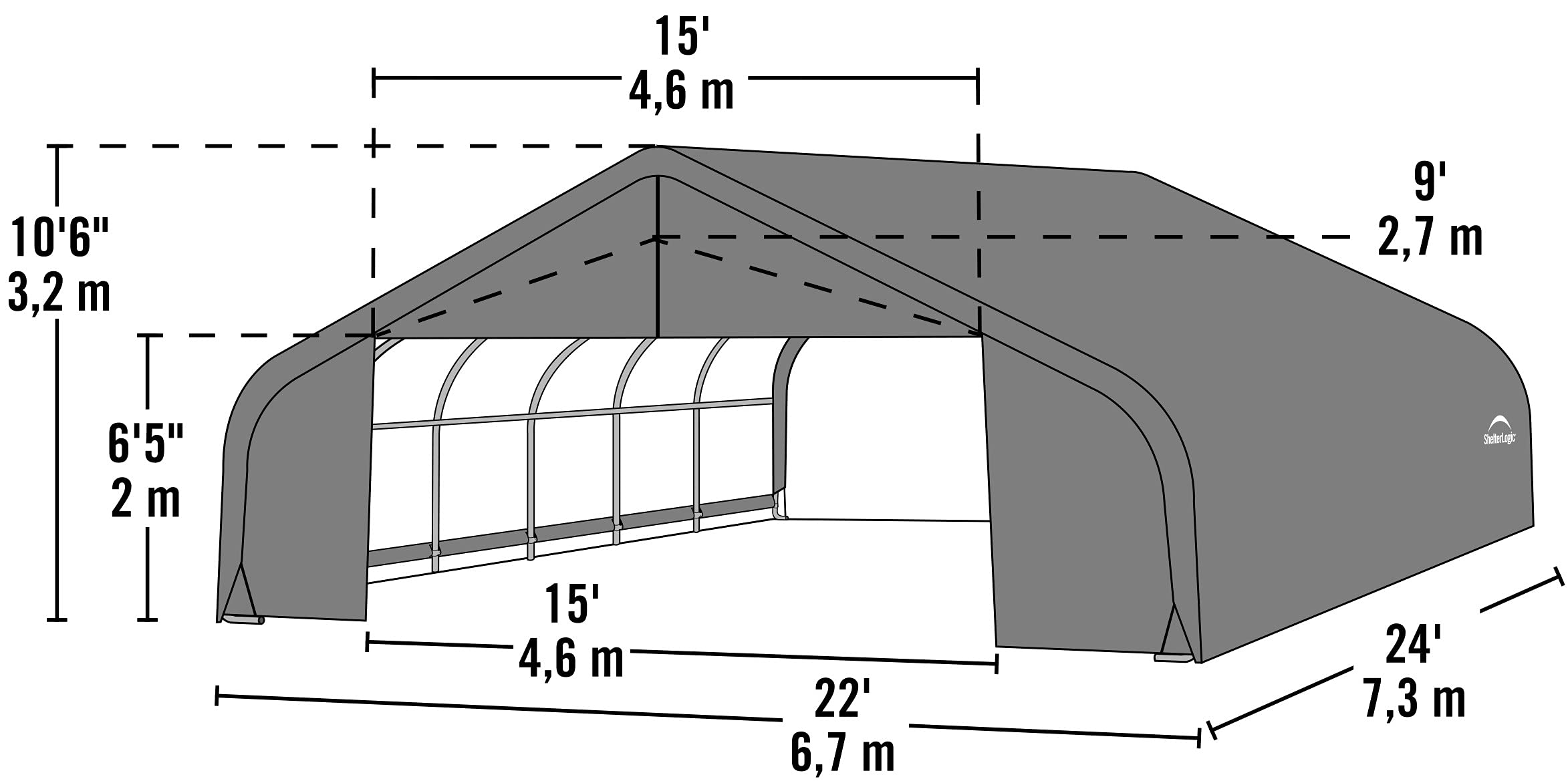 ShelterLogic Peak Style Vehicle Hangar with Green Cover