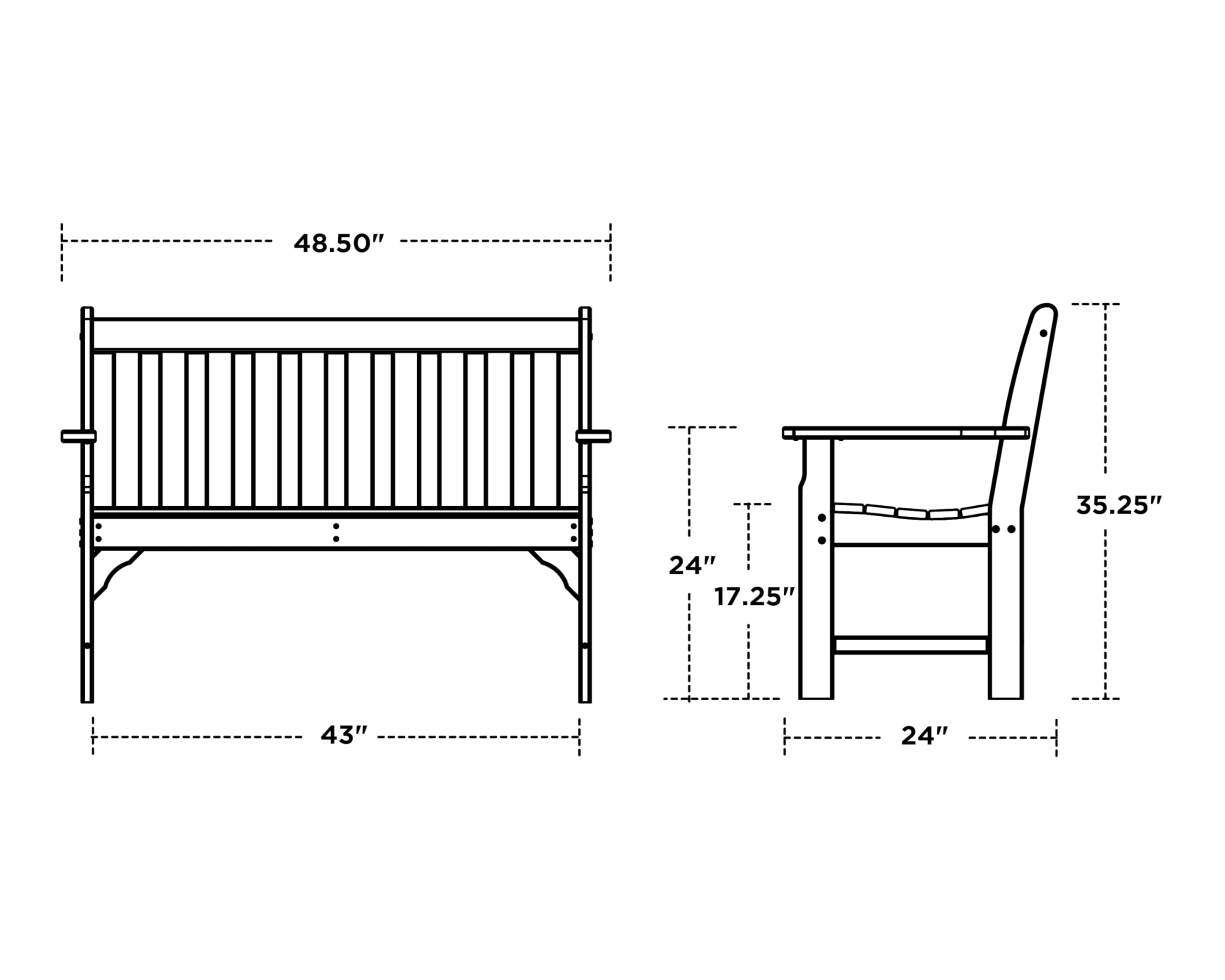 POLYWOOD® Vineyard 48" Bench (Mahogany)