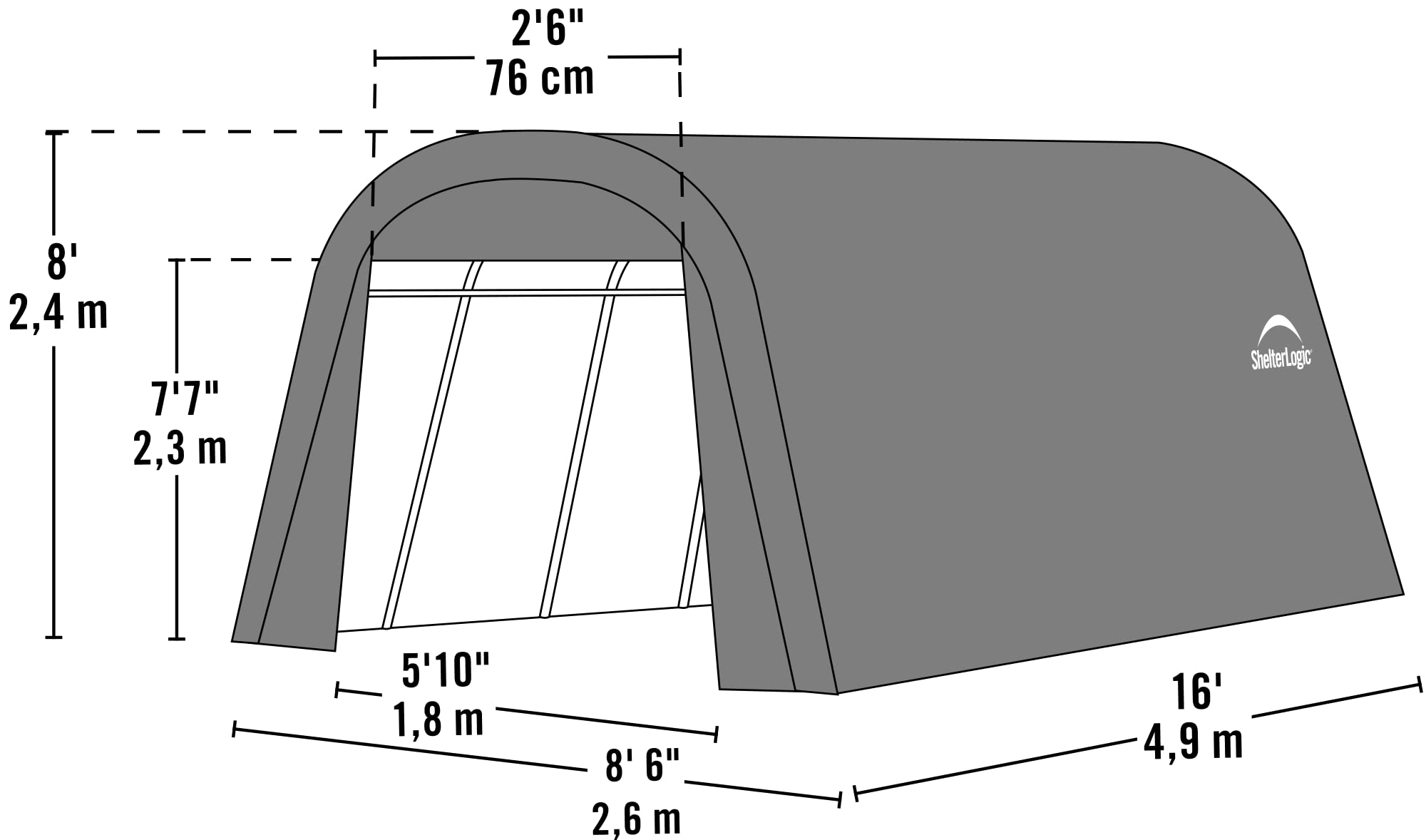 ShelterLogic 76824 Green 8'x16'x8' Round Style Shelter