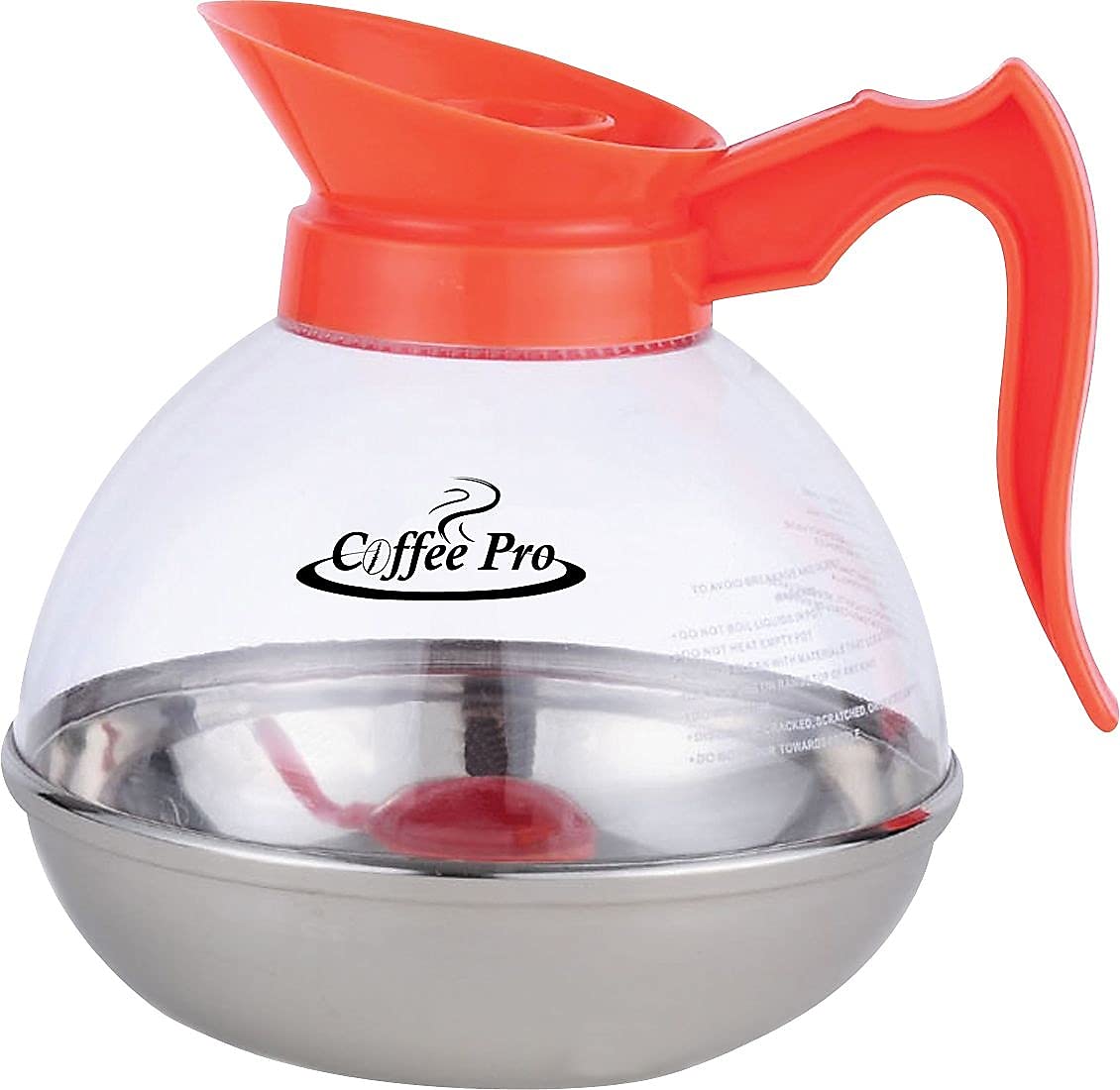 Coffee Pro CPU13 Unbreakable Decaffeinated Coffee Decanter, 12-Cup, Stainless Steel/Polycarbonate