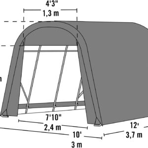 ShelterLogic 77813 Grey 10'x12'x8' Round Style Shelter