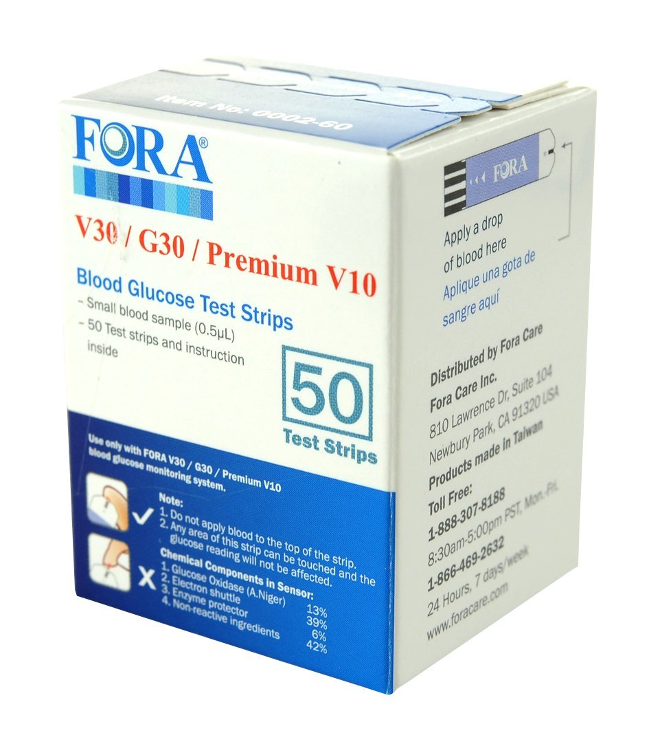 FORA V30/G30/PremV10 DME Test Strips, 50 Strips