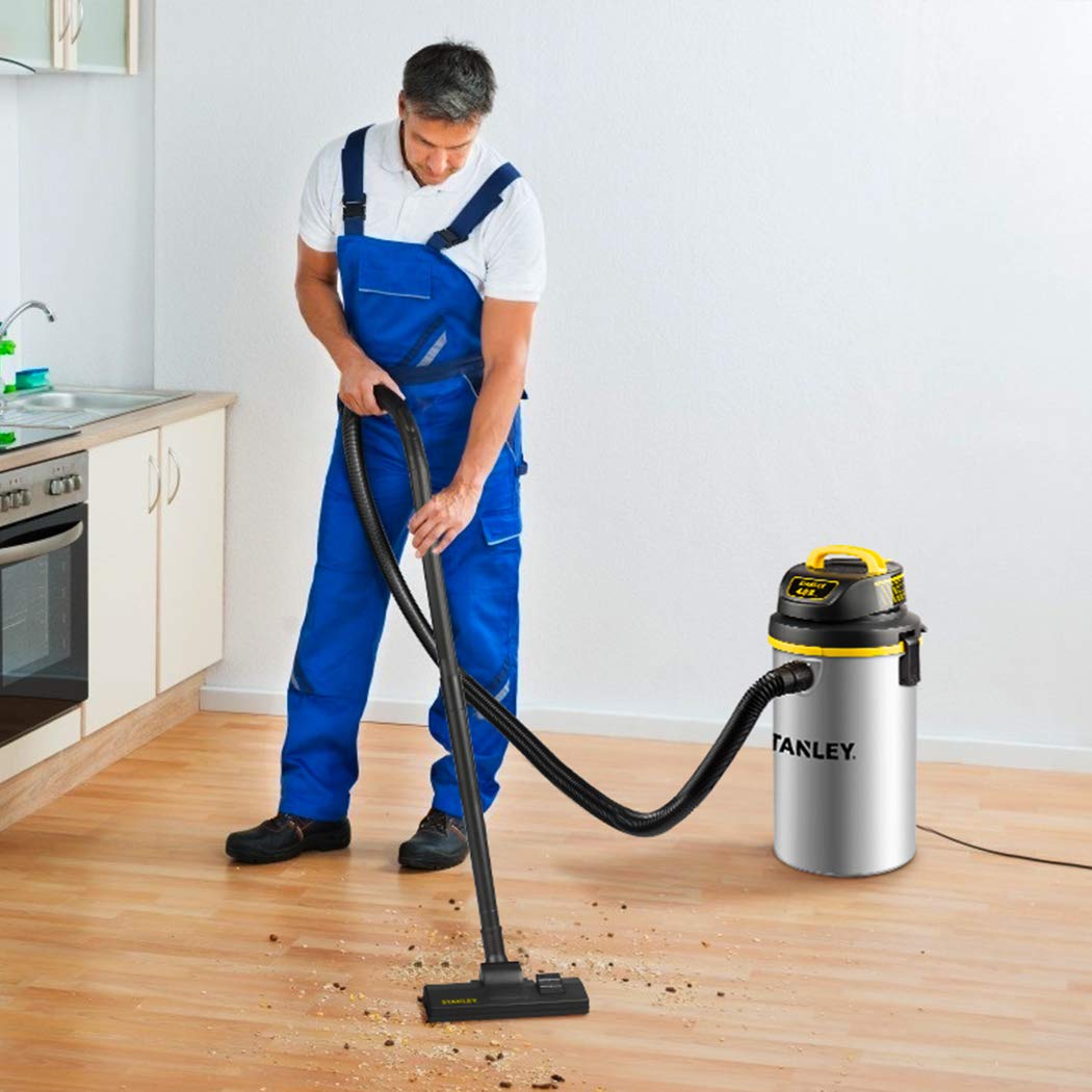 Stanley Wet/Dry Hanging Vacuum, 4.5 Gallon, 4 Horsepower, Stainless Steel Tank