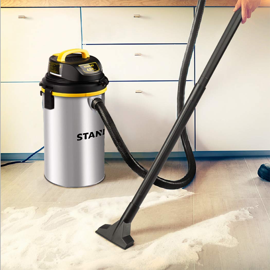 Stanley Wet/Dry Hanging Vacuum, 4.5 Gallon, 4 Horsepower, Stainless Steel Tank