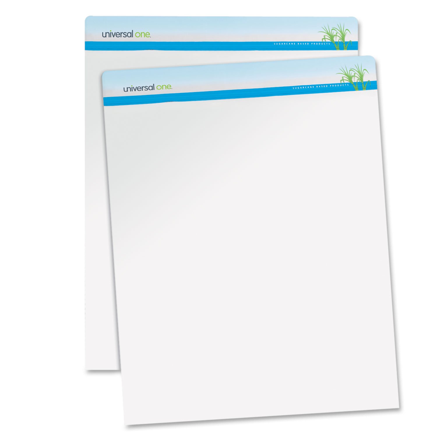 Universal UNV45600 27 in. x 34 in. Renewable Resource Sugarcane Based Easel Pads - Unruled, White (50 Sheets/Pad, 2 Pads/Carton)