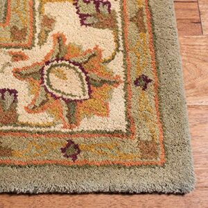 SAFAVIEH Heritage Collection Area Rug - 6' x 9', Light Green & Beige, Handmade Traditional Oriental Wool, Ideal for High Traffic Areas in Living Room, Bedroom (HG959A)