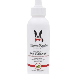 Warren London Instant Ear Cleaner for Cat & Dog with Aloe and Eucalyptus to Clean, Soothe, Control Odor, and Prevent Irritation | Ear Itching Essential I Made USA | 4oz