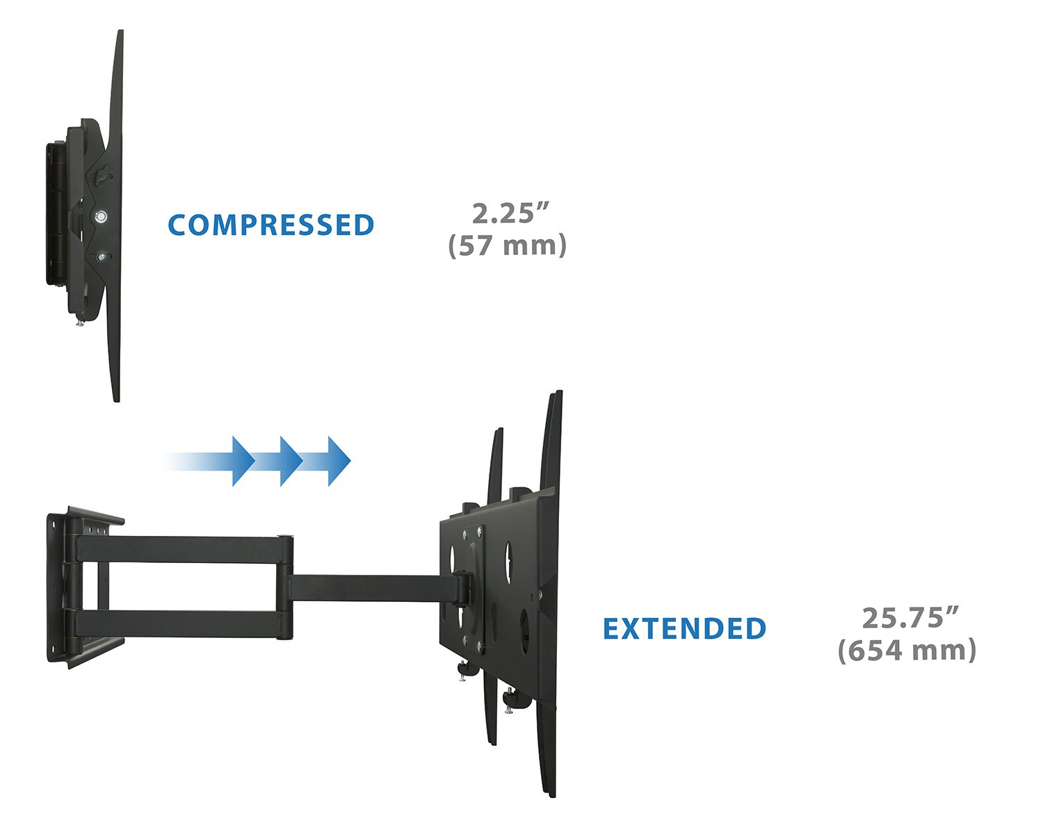 Mount-It! Long Arm TV Wall Mount with 26 Inch Extension, Swing Out Full Motion Design for Corner Installation, Fits 40 50, 55, 60, 65, 70 Inch Flat Screen TVs, 220 Lb Capacity