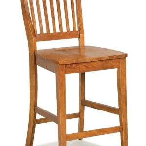 Home Styles Wood Counter Stool with Slat Backs In Rich Oak Finish