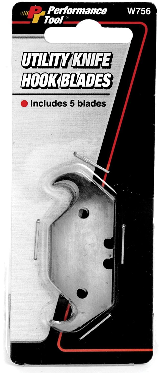 Performance Tool W756 Utility Knife Hook Blade, 5 Piece