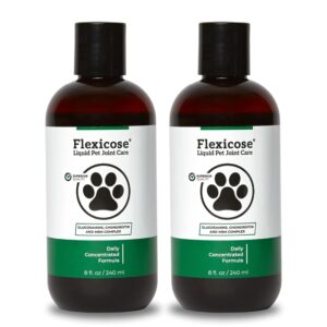 flexicose pet - liquid joint care - 8 fl oz (2 bottles) - liquid dog treats with glucosamine for joint pain relief - hip and arthritis support - joint supplement for cats and dogs