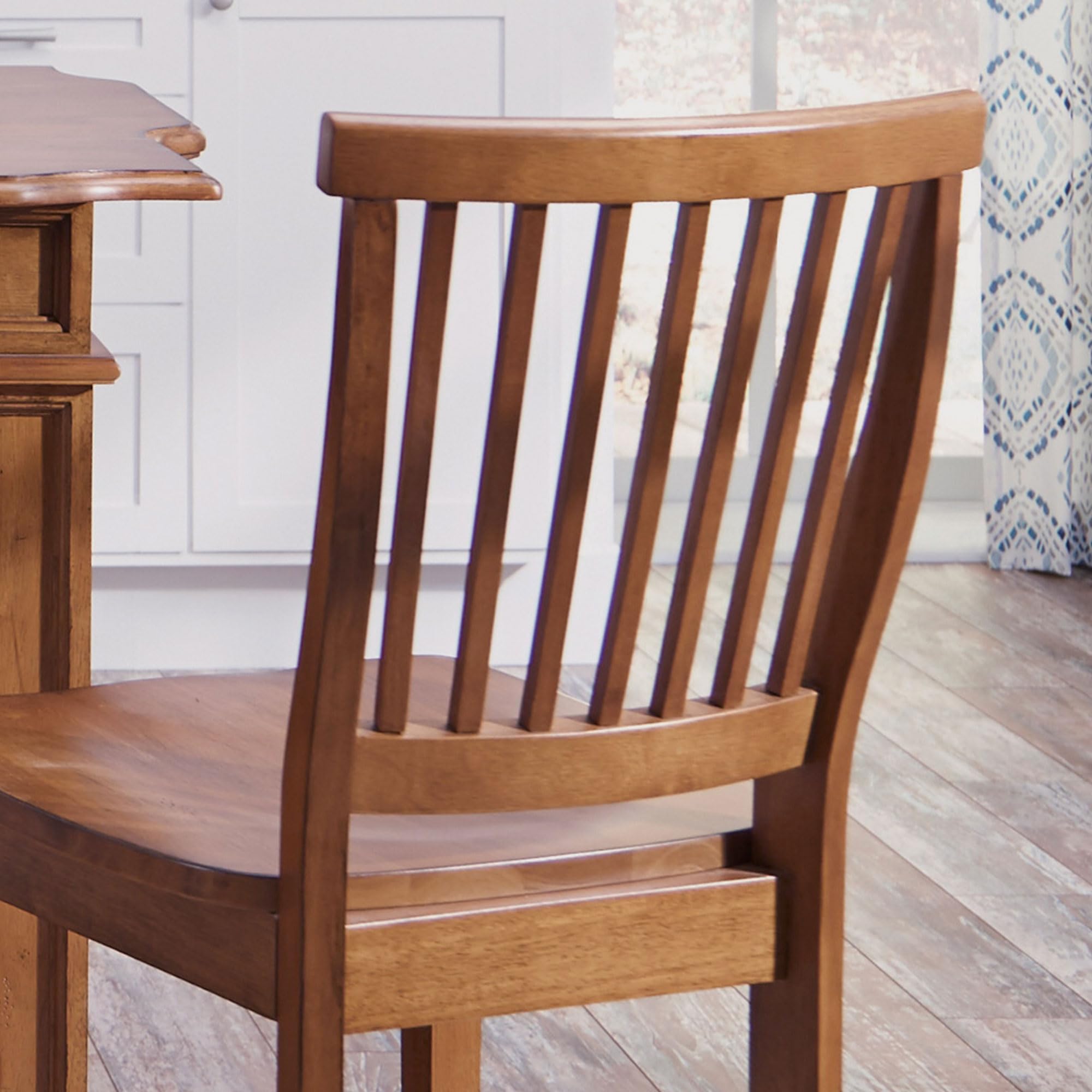 Home Styles Wood Counter Stool with Slat Backs In Rich Oak Finish