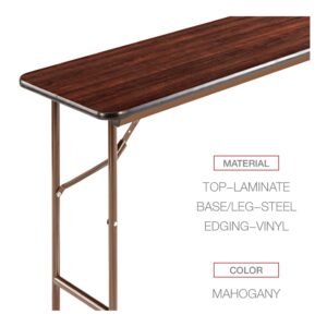 Alera FT726018MY 59.88 in. W x 17.75 in. D x 29.13 in. H Rectangular Wood Folding Table - Mahogany