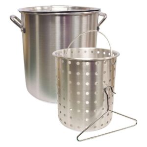 camp chef aluminum pot & basket - includes lid, basket & removal hook - perfect for boiling, simmering & steaming - easy-to-clean cooking pot - 32 quart pot