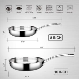 Duxtop Whole-Clad Tri-Ply Stainless Steel Stir-Fry Pan Kitchen Induction Cookware 10 Inches