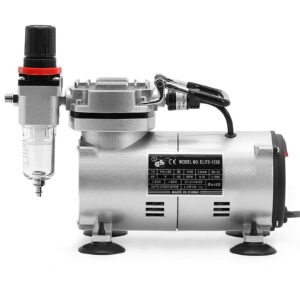 PointZero 1/5 HP Airbrush Compressor with Regulator, Gauge and Water Trap - Quiet Portable Air Pump