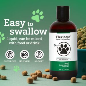 Flexicose Pet - Liquid Joint Care - 8 fl oz (2 Bottles) - Liquid Dog Treats with Glucosamine for Joint Pain Relief - Hip and Arthritis Support - Joint Supplement for Cats and Dogs