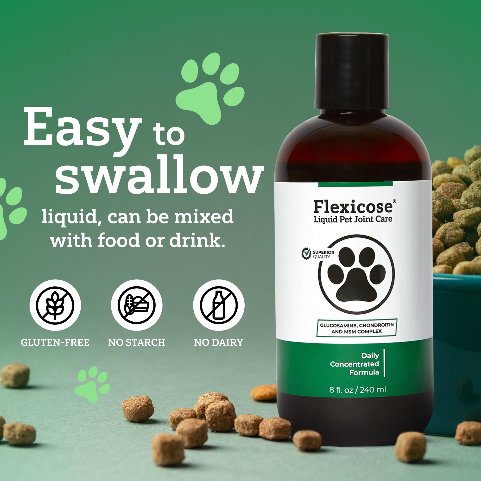 Flexicose Pet - Liquid Joint Care - 8 fl oz (2 Bottles) - Liquid Dog Treats with Glucosamine for Joint Pain Relief - Hip and Arthritis Support - Joint Supplement for Cats and Dogs