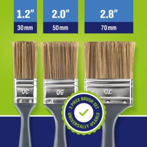 Paint Brushes with Plastic Handle 3-Pack 12”, 15”, 20” - for All Latex and Oil Paints & Stains