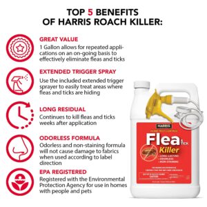 Harris Flea and Tick Killer, Liquid Spray with Odorless and Non-Staining Extended Residual Kill Formula (Gallon)