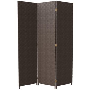 red lantern 6 ft. tall woven fiber outdoor all weather 3 panel-dark brown room divider