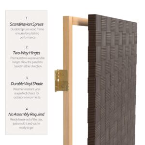 Red Lantern 6 ft. Tall Woven Fiber Outdoor All Weather 4 Panel-Dark Brown Room Divider