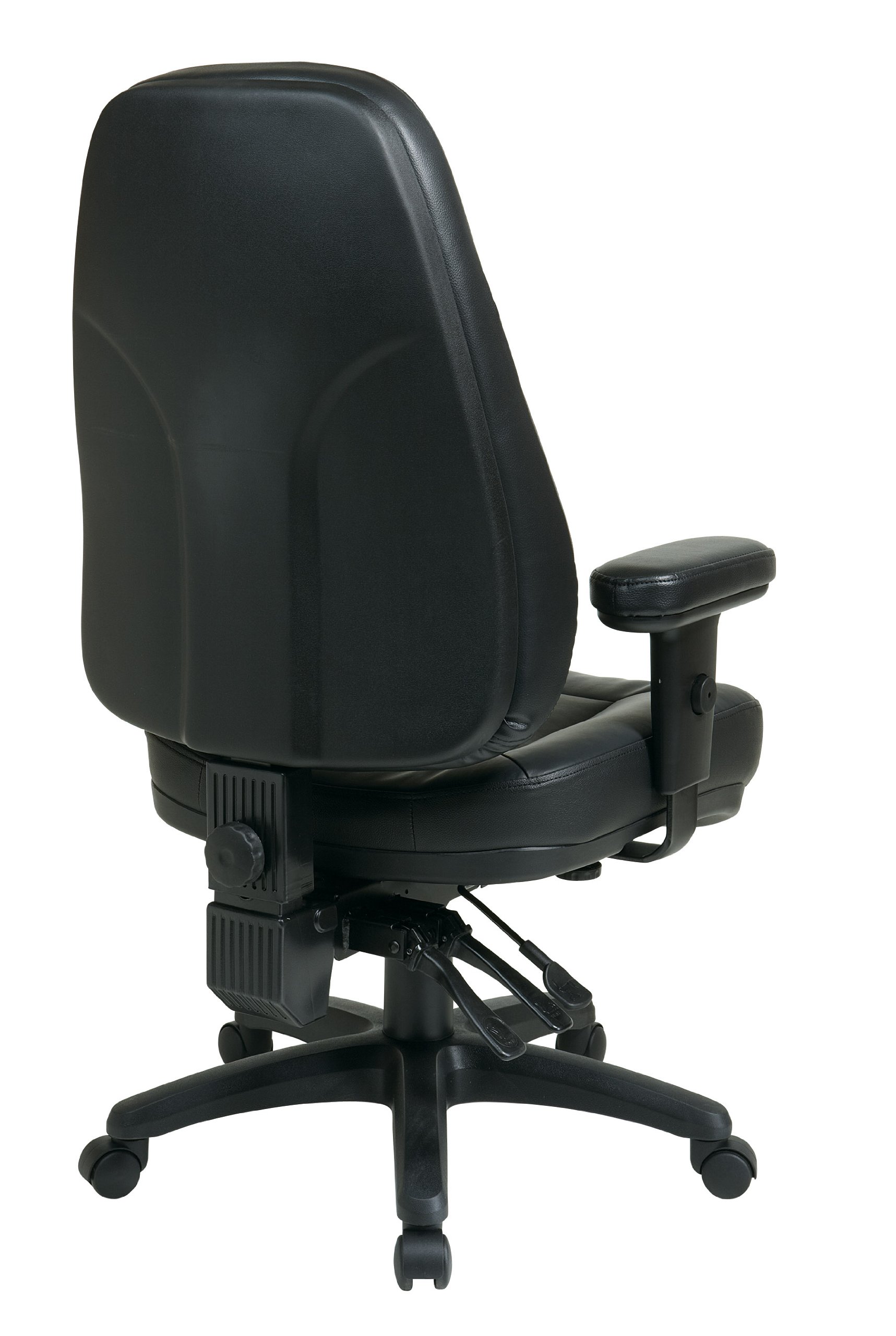 Office Star EC Series Professional Executive Ergonomic High Back Office Chair with Dual Function Control, Padded Contour Seat and Adjustable Padded Arms, Black Bonded Leather