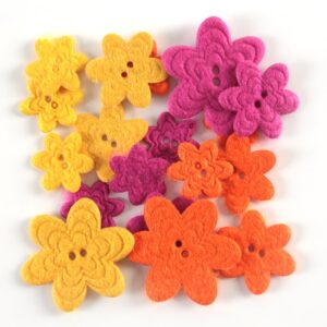 Favorite Findings Flair Felt Buttons, Brilliant Blooms, 17 Piece