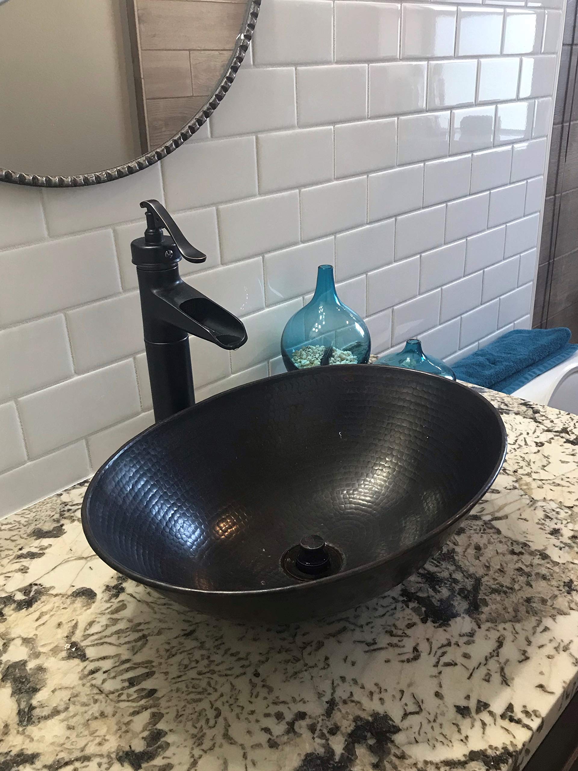 SimplyCopper 17" Oval Copper Vessel Bath Sink Hand Hammered