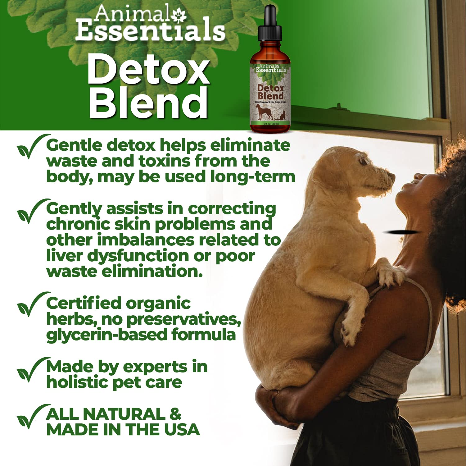 Animal Essentials Detox Blend - Liver Support for Dogs & Cats, Herbal Liver Supplement, Veterinarian Recommended Animal Wellness Tonics - 2 Fl Oz