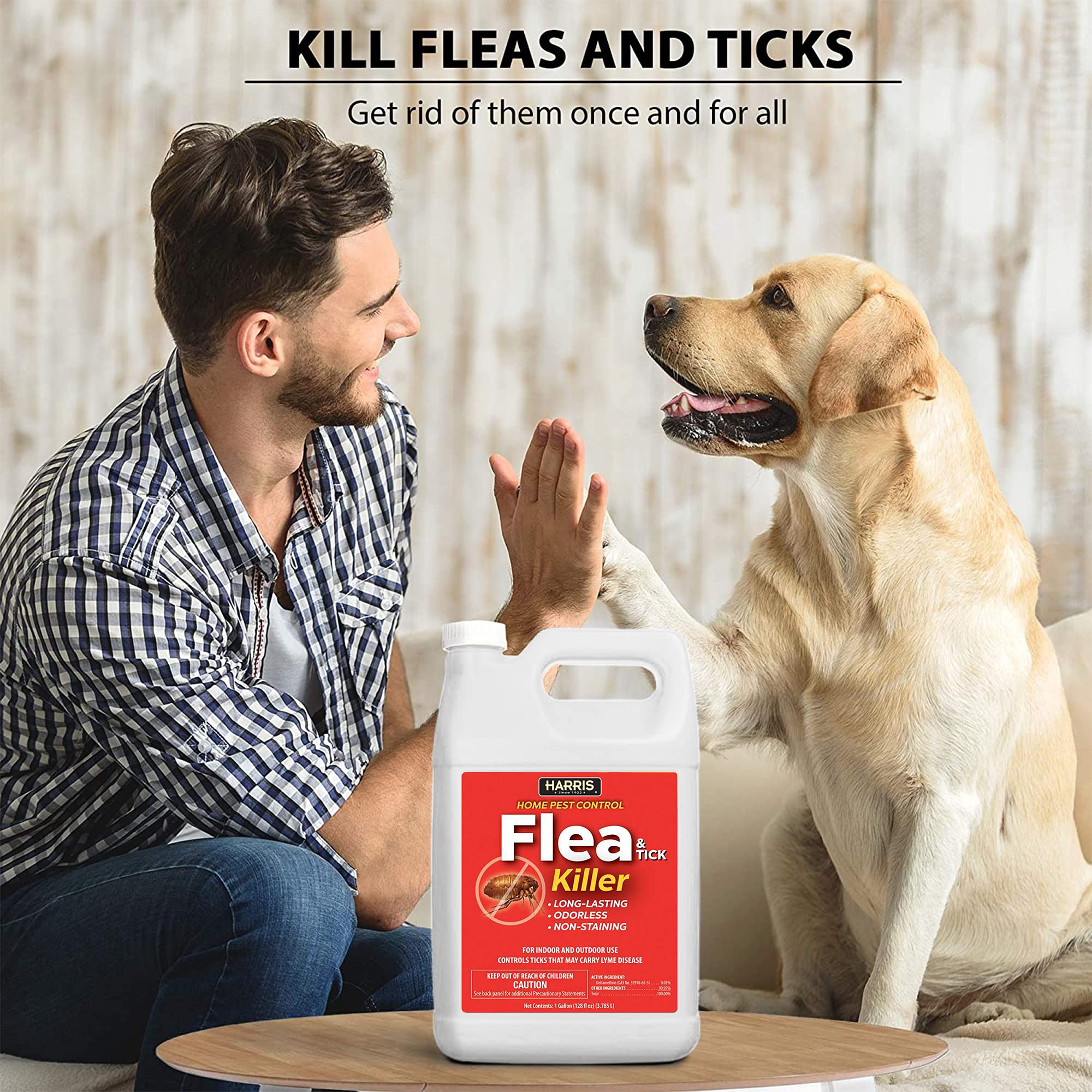 Harris Flea and Tick Killer, Liquid Spray with Odorless and Non-Staining Extended Residual Kill Formula (Gallon)