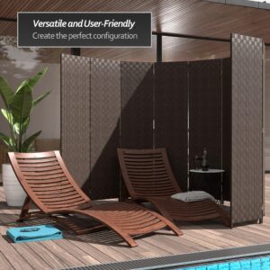 Red Lantern 6 ft. Tall Woven Fiber Outdoor All Weather 3 Panel-Dark Brown Room Divider