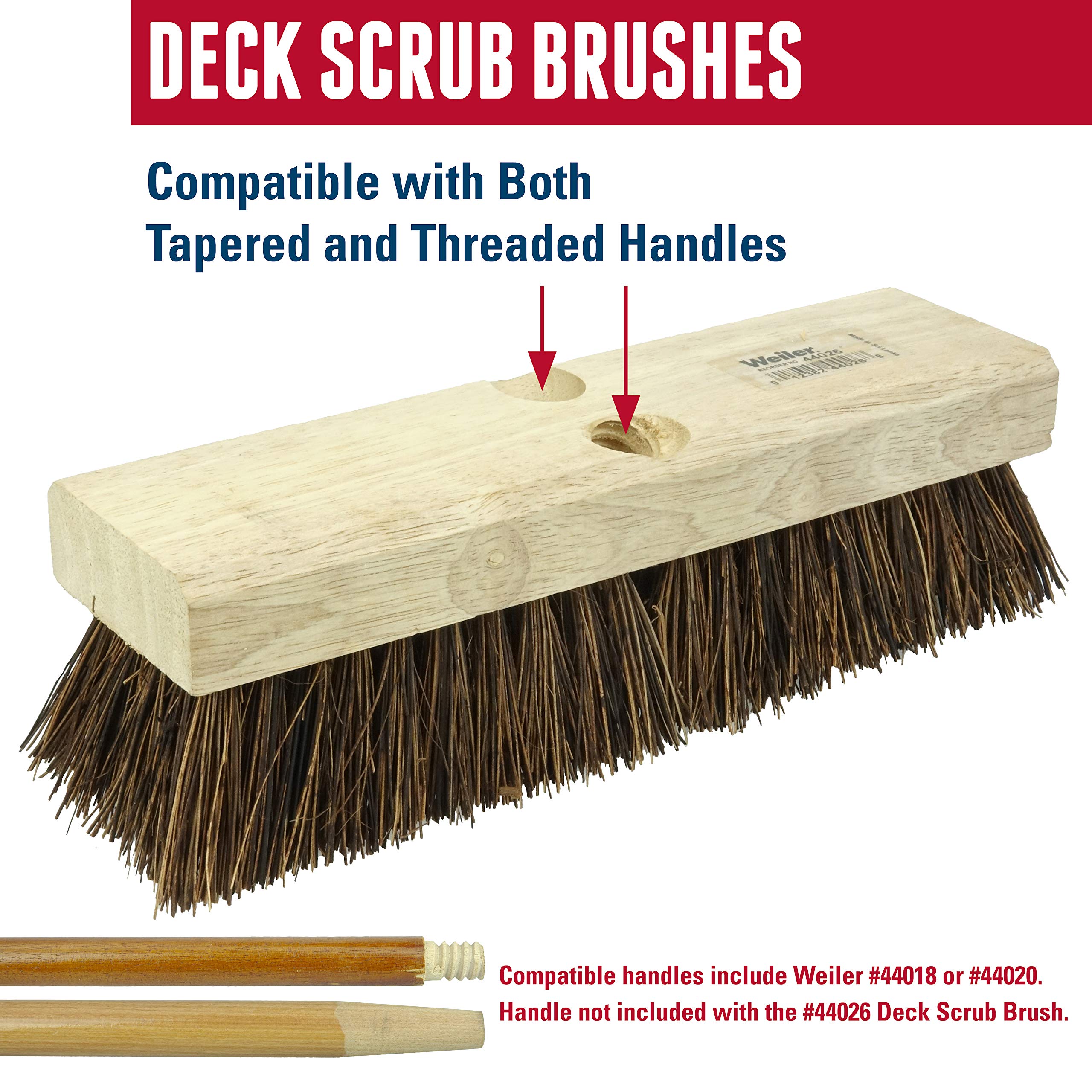 Weiler 44428 9" Block Size, 5 X 14 No. Of Rows, Wood Block, Palmyra Fill, Deck Scrub Brush